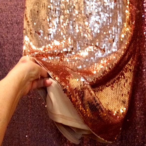 NWOT💕Forever 21 *SZ 1X  Bronze Sequined Dress! Nude Spandex Attached Under Slip - Picture 5 of 9